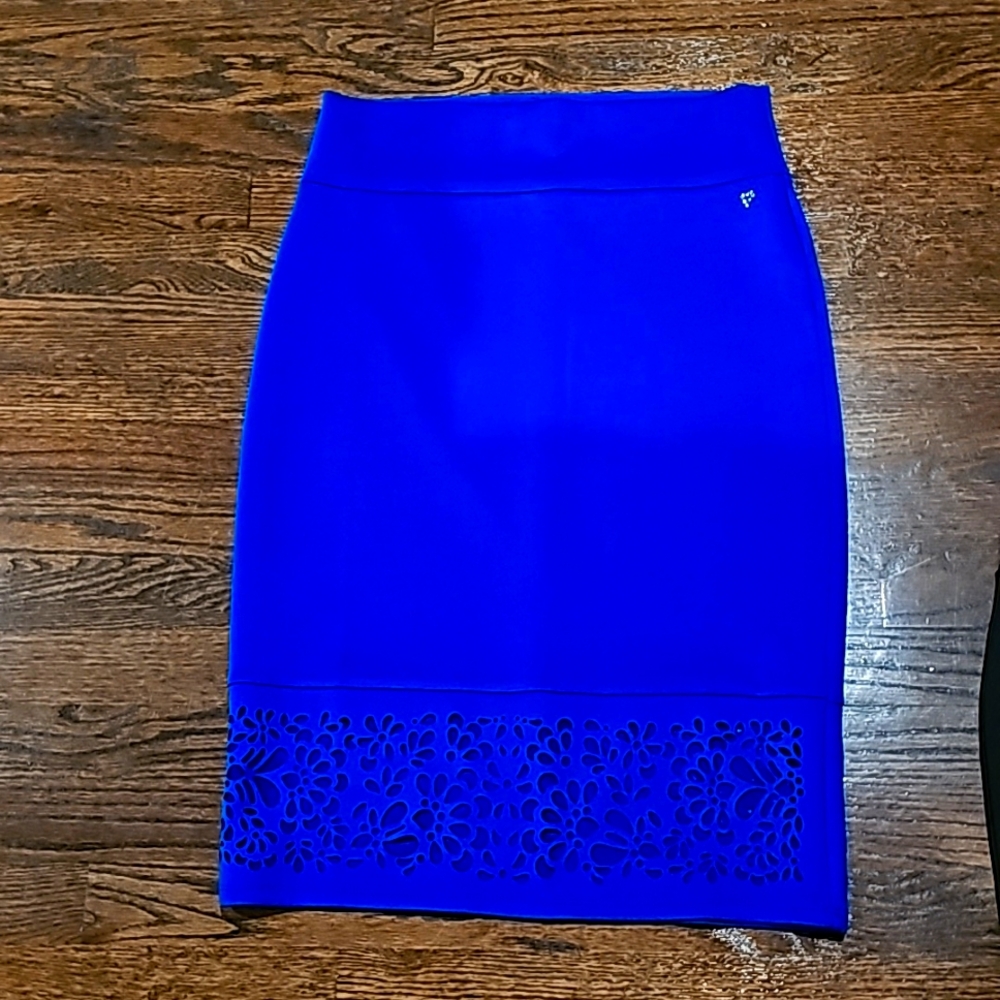 Cobalt Blue Scuba Material Pencil Skirt